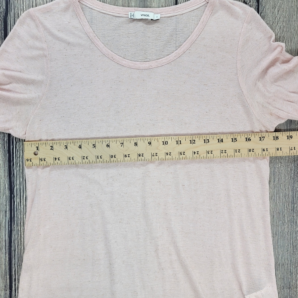 Vince Elbow Sleeve Flax Silk Blend Short Sleeve Tee Lilac - Picture 10 of 11